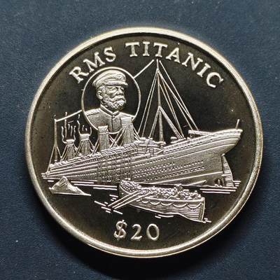 【全场包邮】纯粹捡漏拍495场-持续更新中 - 利比里亚1998年20元泰坦尼克号精制纪念银币【38.6毫米31.1克，纯银价约622元（按20元银价折算）】
