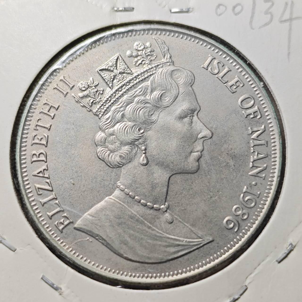 KK钱币收藏小铺  第400期  百期特拍（四拍之四）2月预留时间 周末发货   1986马恩岛1克朗纪念币