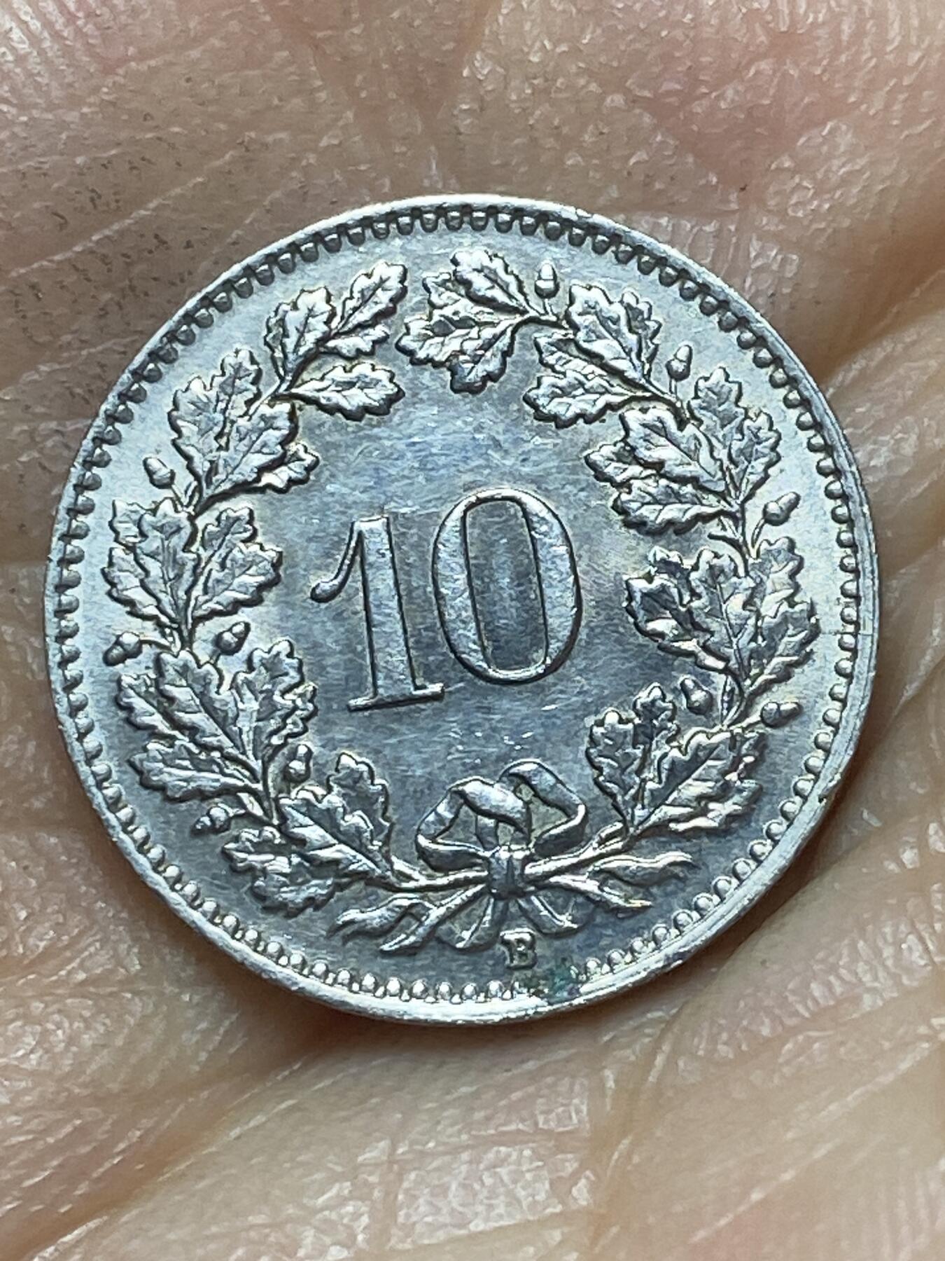 2026年第六场(总第一百七十五场）外国好品散币场(免佣金) 早期年份–瑞士🇨🇭1957年10拉彭(第二版，B标伯尔尼造)