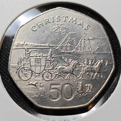 KK钱币收藏小铺  第400期  百期特拍（四拍之四）2月预留时间 周末发货 -  1980马恩岛50便士纪念币 皮克威克先生的旅行纪念 好品