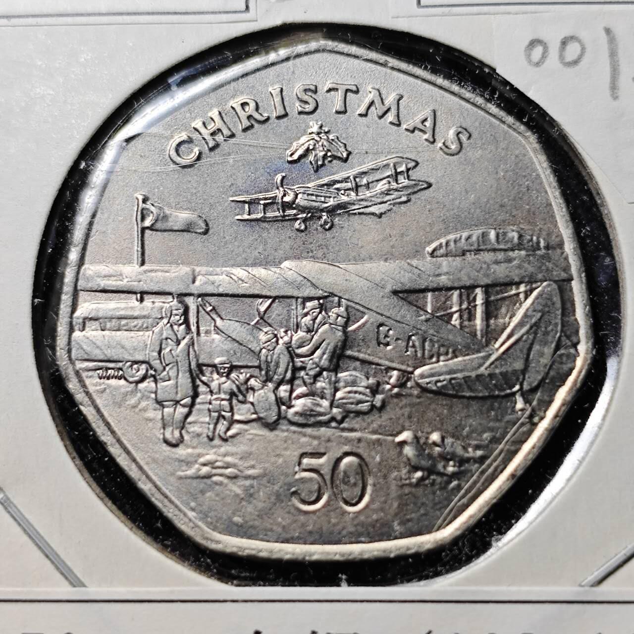 KK钱币收藏小铺  第400期  百期特拍（四拍之四）2月预留时间 周末发货  1985马恩岛50便士纪念币 圣诞节系列 好品