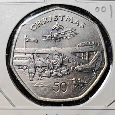KK钱币收藏小铺  第400期  百期特拍（四拍之四）2月预留时间 周末发货 -  1985马恩岛50便士纪念币 圣诞节系列 好品