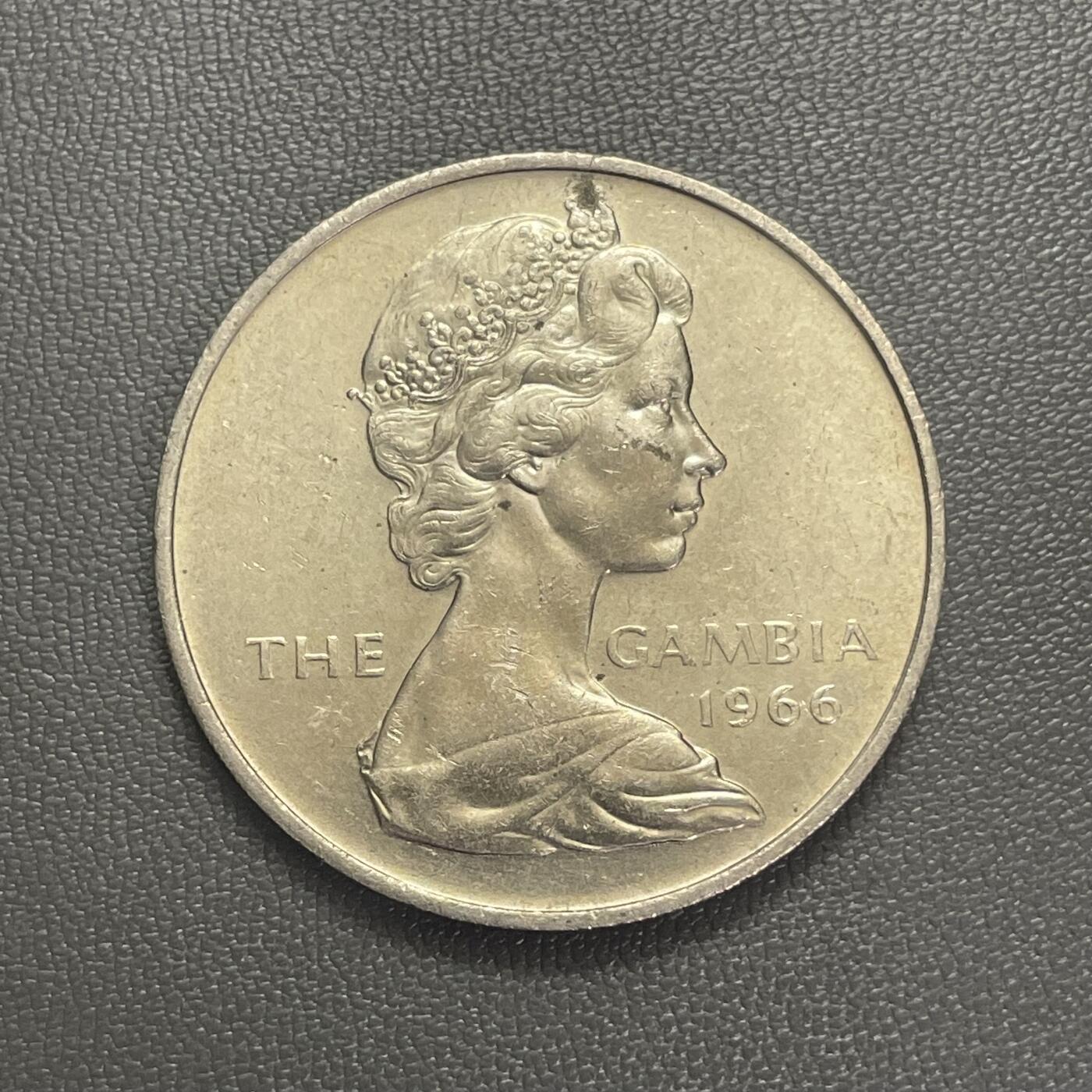 回流0119 极少 英属冈比亚1966年4英镑 非洲细吻鳄