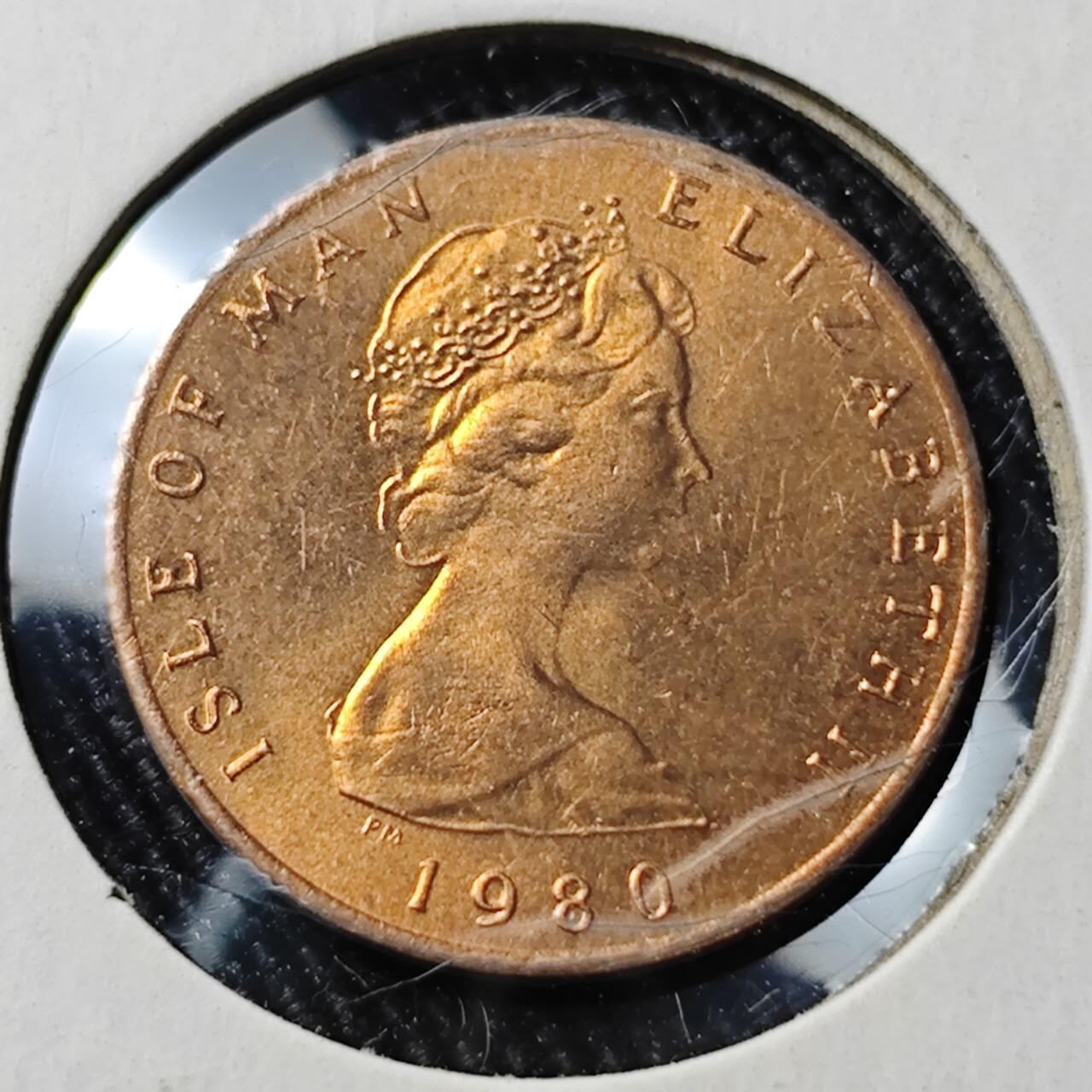 KK钱币收藏小铺  第400期  百期特拍（四拍之四）2月预留时间 周末发货  1980马恩岛1/2便士铜币