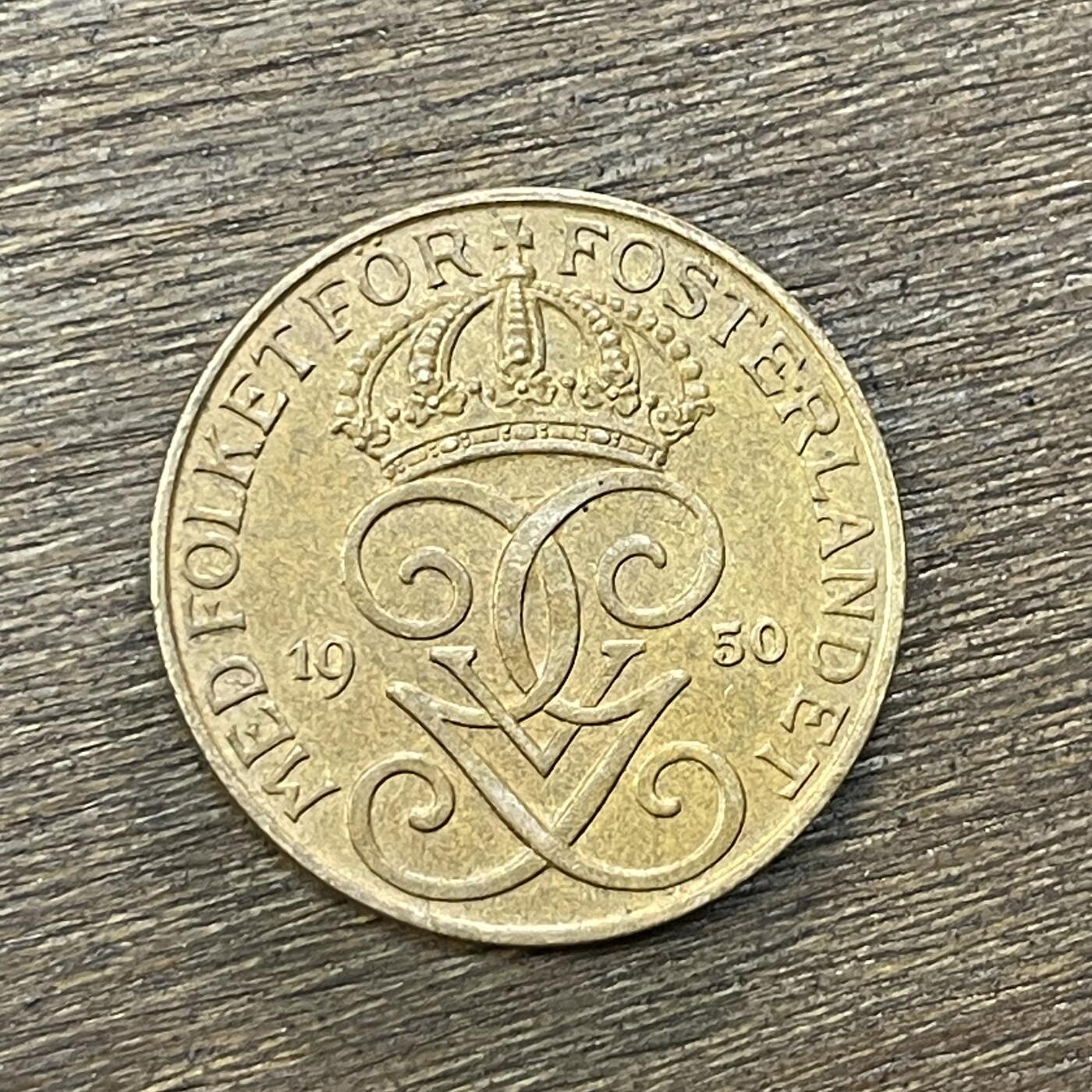 【铜匠收藏】★第138场★散币场。不寄存，30包邮。不满30元，支付5元运费。《接受代拍 代送NGC评级》 54【无寄存】瑞典硬币 1950年5欧尔铜币