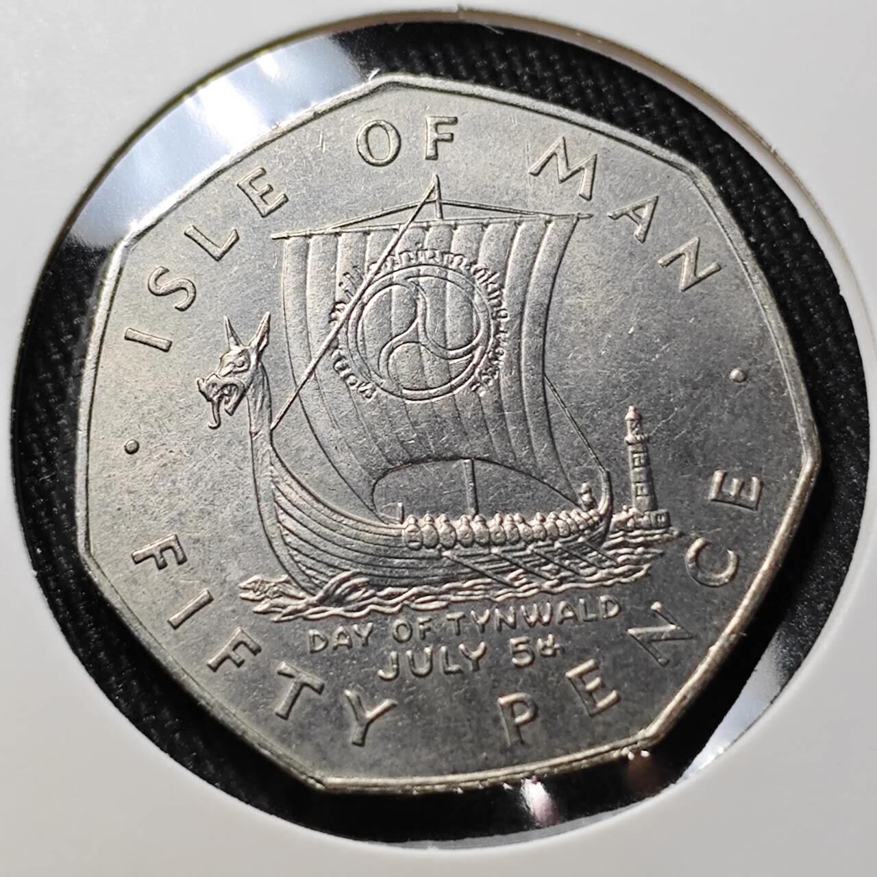 KK钱币收藏小铺  第400期  百期特拍（四拍之四）2月预留时间 周末发货  1979马恩岛50便士 海盗船 纪念币