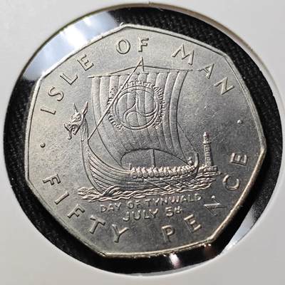 KK钱币收藏小铺  第400期  百期特拍（四拍之四）2月预留时间 周末发货 -  1979马恩岛50便士 海盗船 纪念币