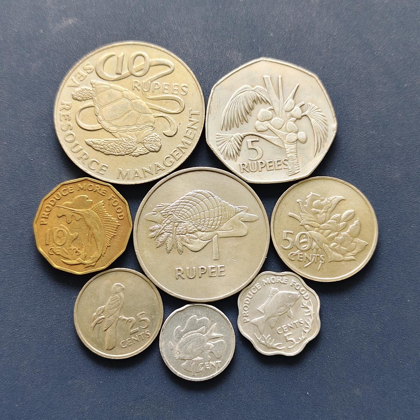 【全场包邮】纯粹捡漏拍494场 塞舌尔1977年独立后首版7枚套币