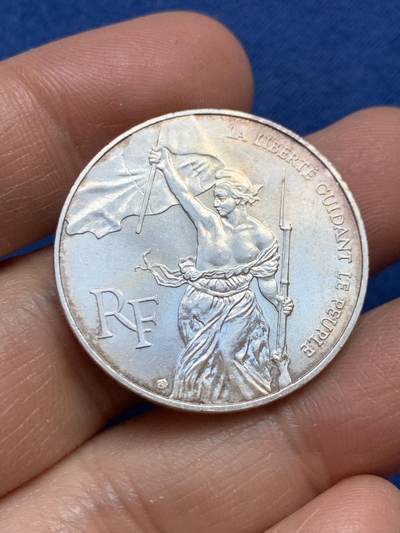 《竞宝斋》第456场 周日，周一，周二   3场连拍 （全场包邮）欢迎送拍 - 法国 1993年100法郎银币 转光强烈 少见品种 14.95克 900银