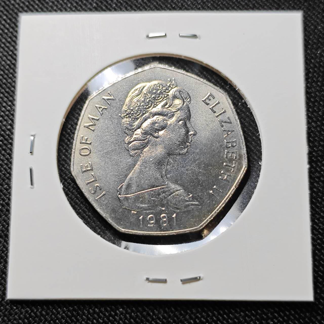 KK钱币收藏小铺  第400期  百期特拍（四拍之四）2月预留时间 周末发货  1981马恩岛50便士 摩托车比赛纪念