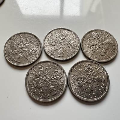 🌹外币初藏🌹🐯2026年第6场  每周二四六晚8️⃣点 接代拍 - 英国1966年三便士 好品5枚 