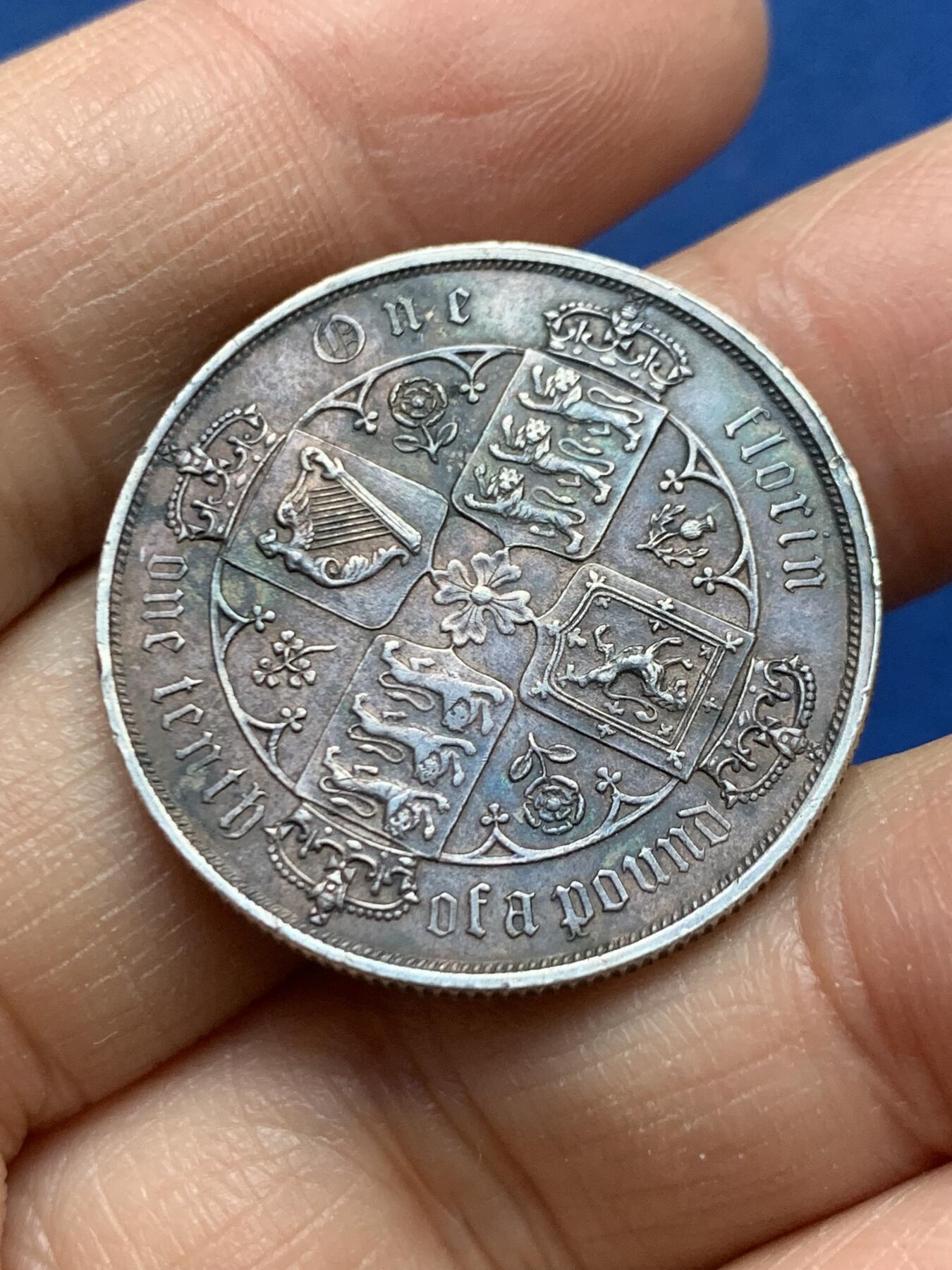 《竞宝斋》第456场 周日，周一，周二   3场连拍 （全场包邮）欢迎送拍 英国维多利亚哥特弗洛林银币