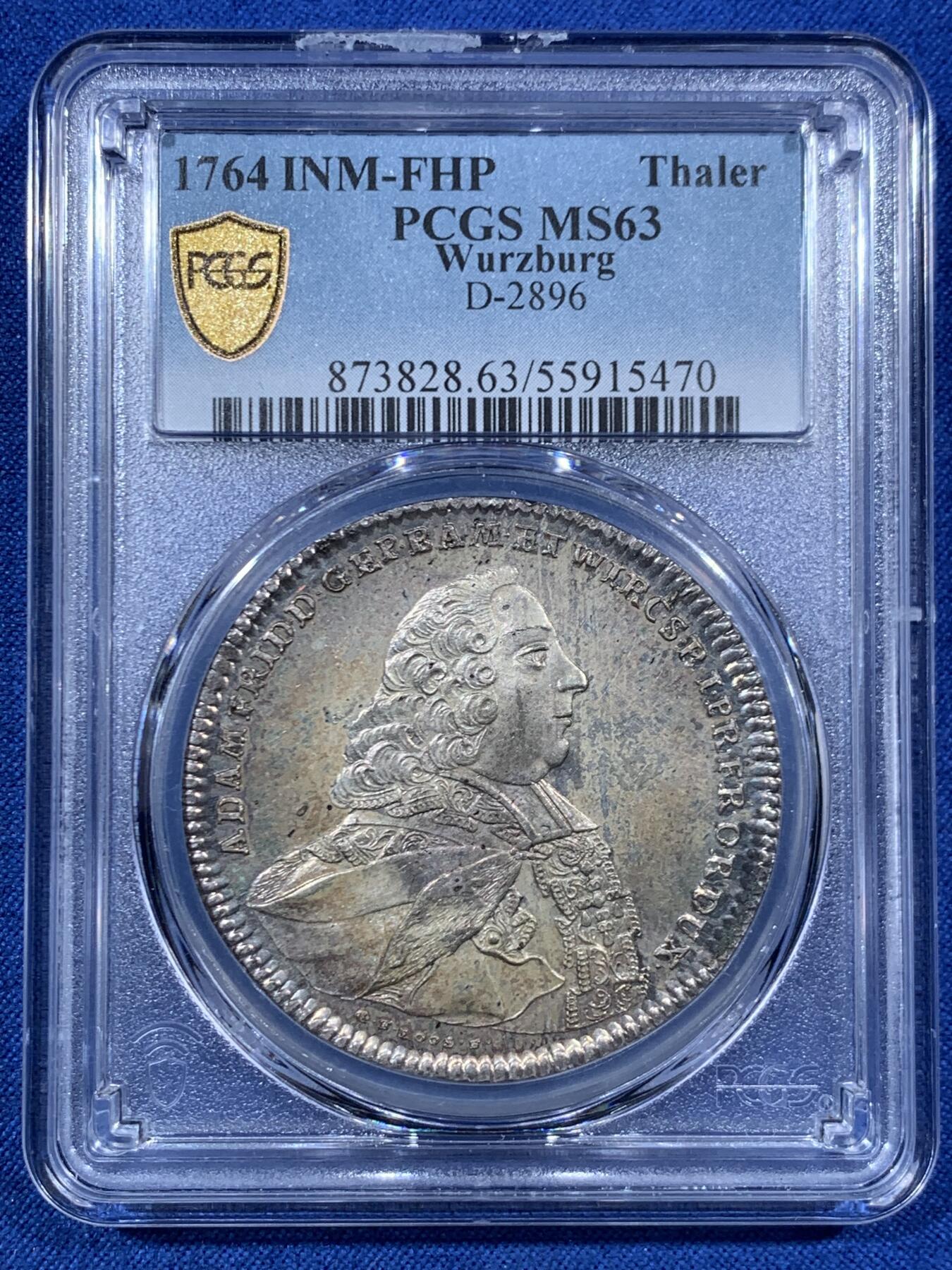 《竞宝斋》第456场 周日，周一，周二   3场连拍 （全场包邮）欢迎送拍 唯一冠军 PCGS MS63 德国 1764 维尔茨堡主教区 泰勒大银币 PL质感 极美藏品