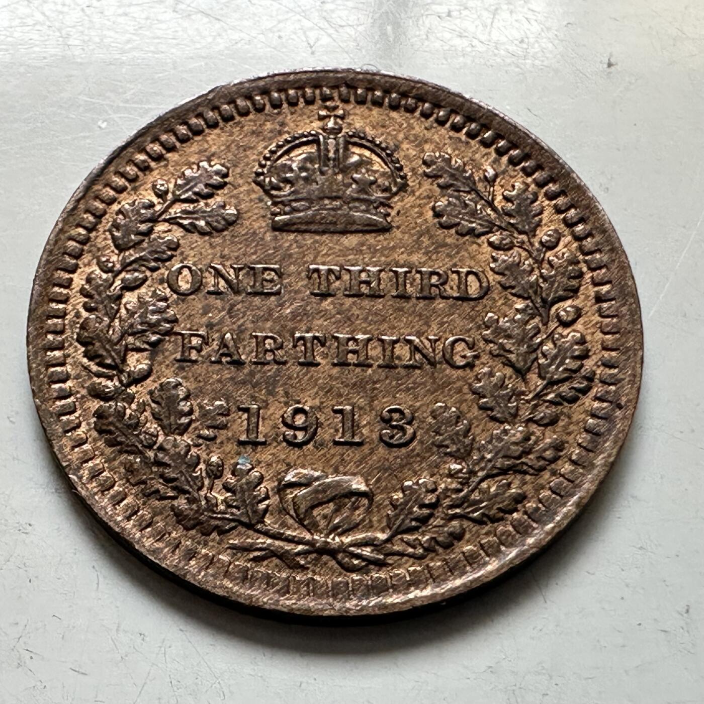 🌹外币初藏🌹🐯2026年第6场  每周二四六晚8️⃣点 接代拍 英国1913年乔治五世1/3法新 稀少品种 带光好品 仅地中海地区小范围使用