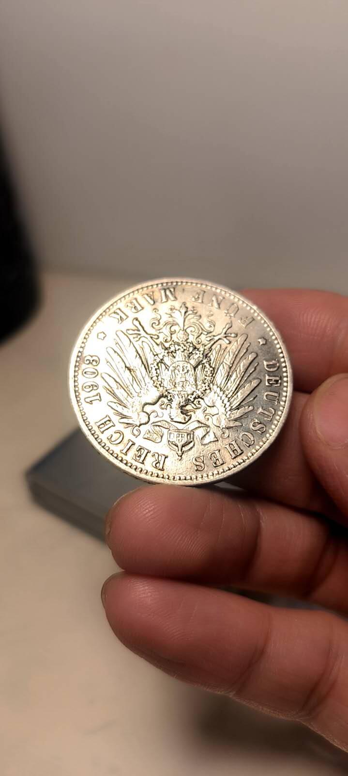 德国普鲁士1903年威廉二世5马克银币