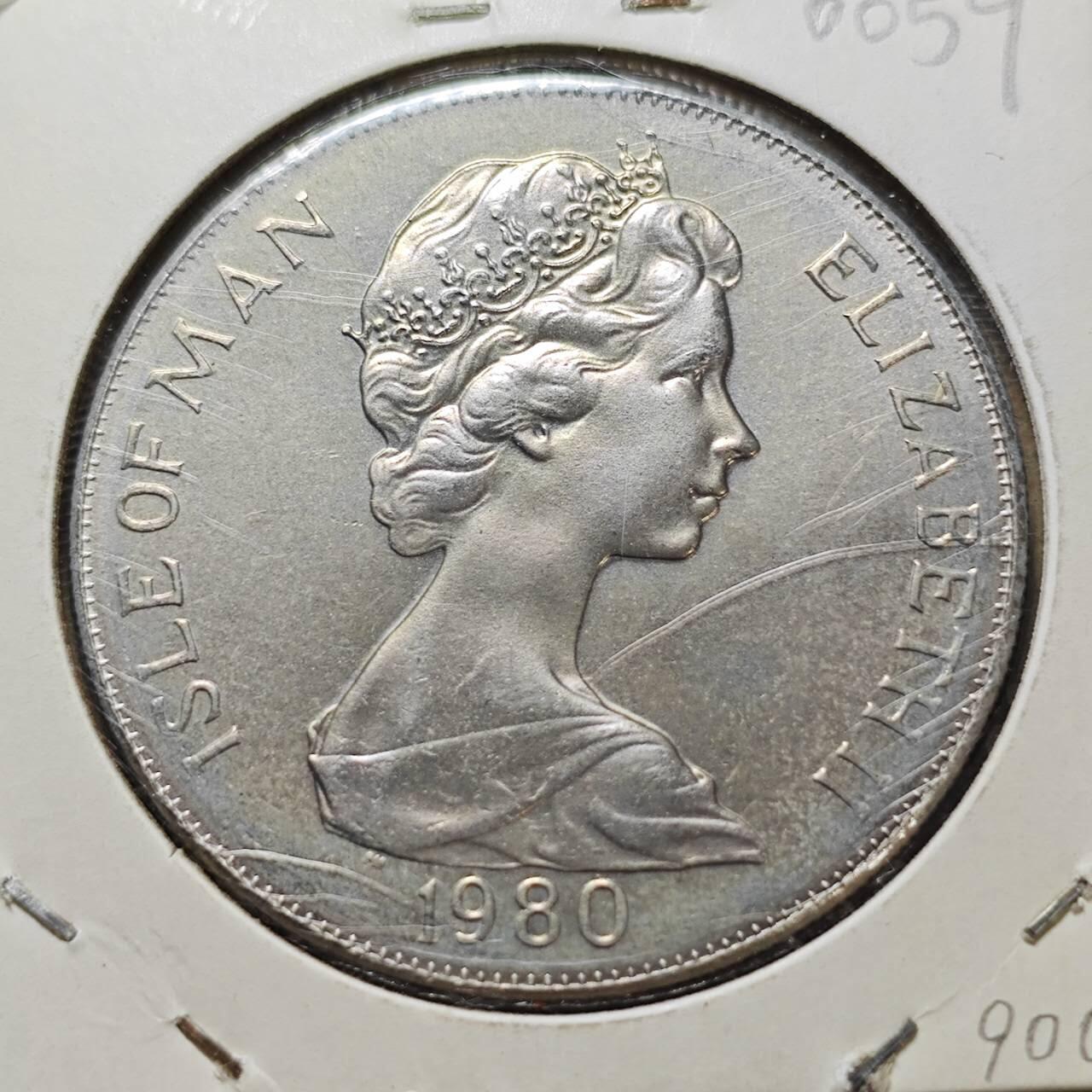 KK钱币收藏小铺  第400期  百期特拍（四拍之四）2月预留时间 周末发货  1980马恩岛1克朗纪念币 莫斯科奥运会纪念