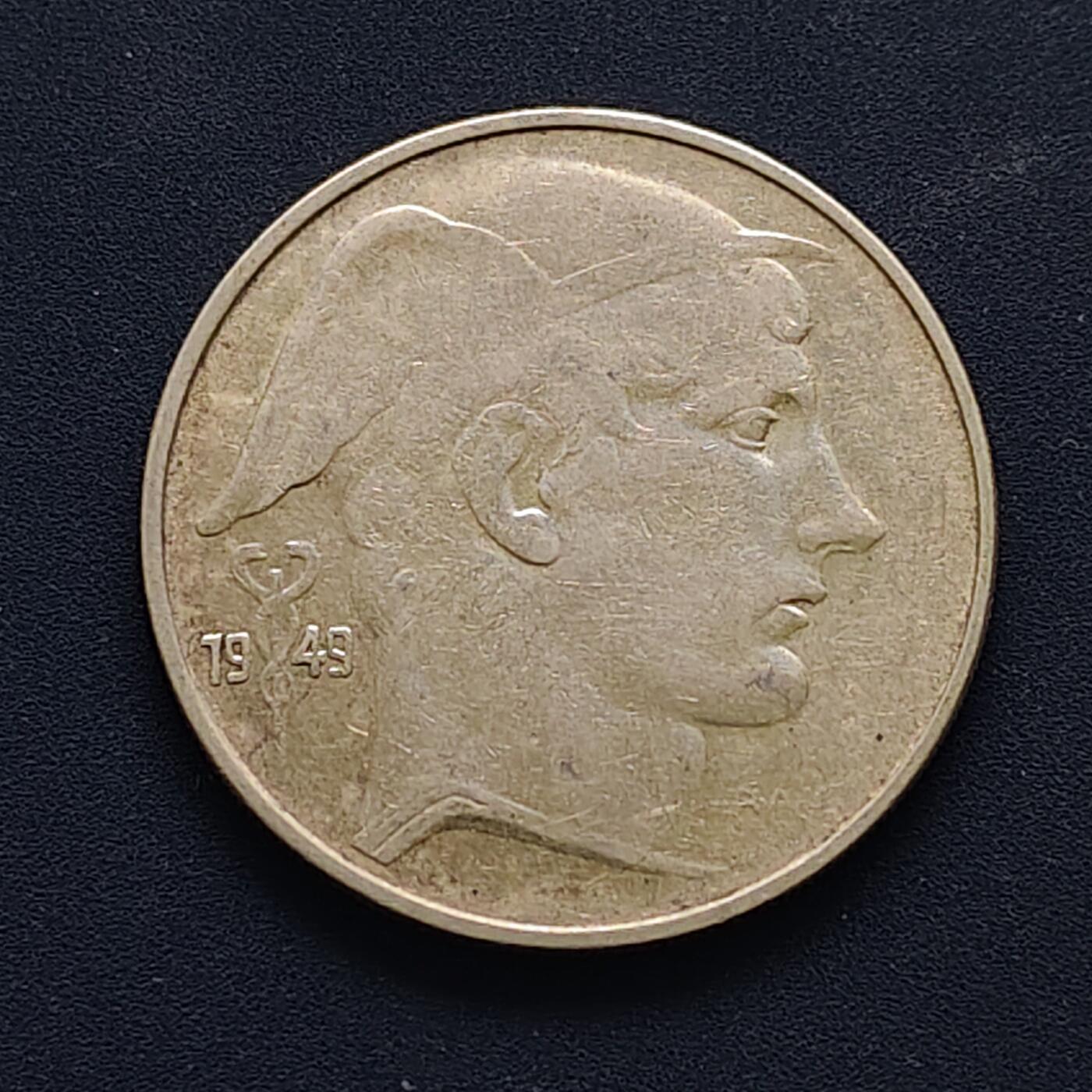 【全场包邮】纯粹捡漏拍494场 比利时1949年商神赫尔墨斯20法郎银币【27毫米8克，纯银价约133元（按20元银价折算）】