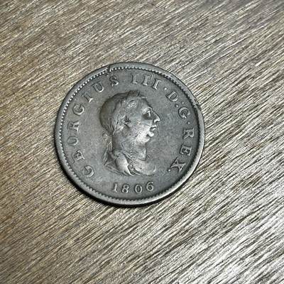 【铜匠收藏】★第137场★散币场。不寄存，30包邮。不满30元，支付5元运费。《接受代拍 代送NGC评级》 - 100【无寄存】1806 美品 乔三 半便士 铜币