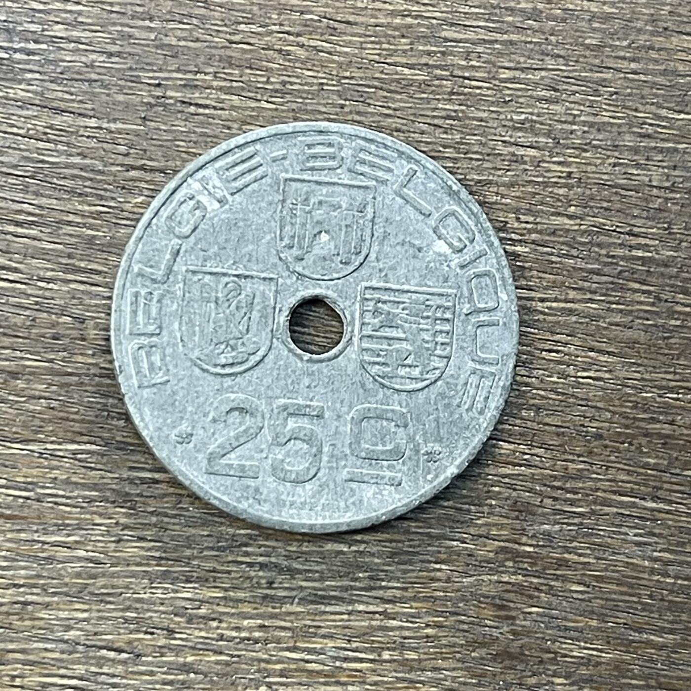 【铜匠收藏】★第138场★散币场。不寄存，30包邮。不满30元，支付5元运费。《接受代拍 代送NGC评级》 22【无寄存】【铜匠收藏】1946德国占领比利时25分中孔锌币