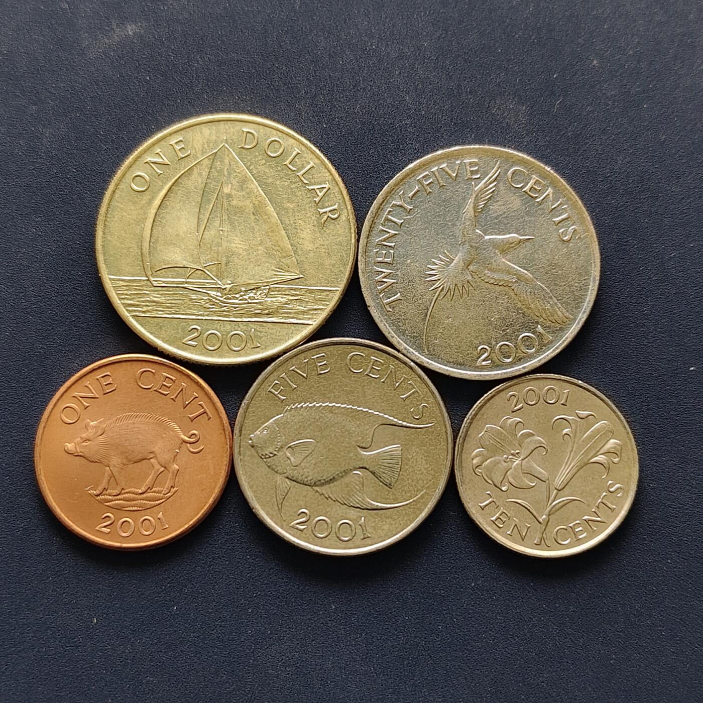 【全场包邮】纯粹捡漏拍494场 百慕大群岛2001年清年份5枚套币