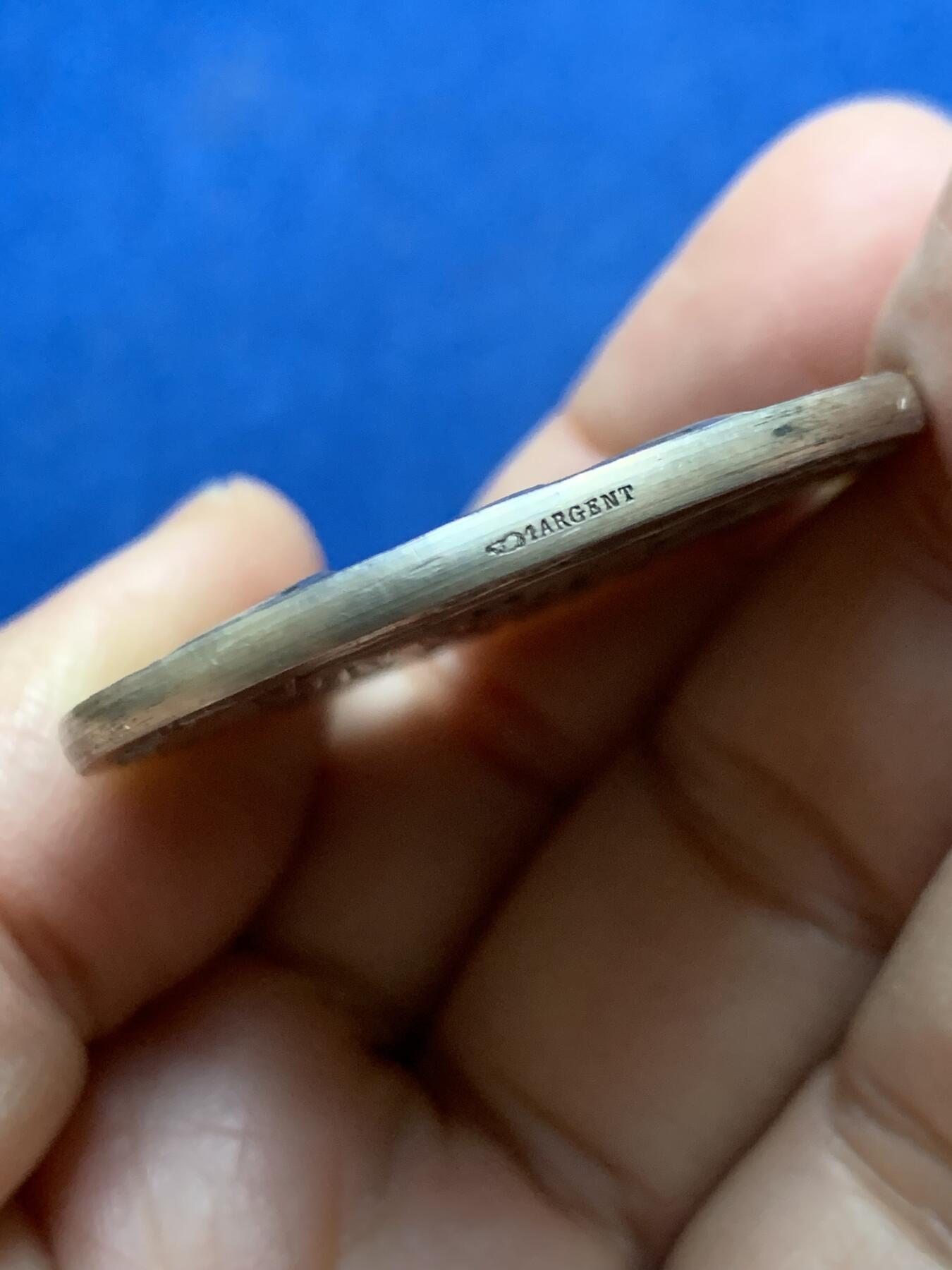 《竞宝斋》第456场 周日，周一，周二   3场连拍 （全场包邮）欢迎送拍 法国鲁昂商会纪念银章 39克 41mm 丰饶角1银标 带原盒