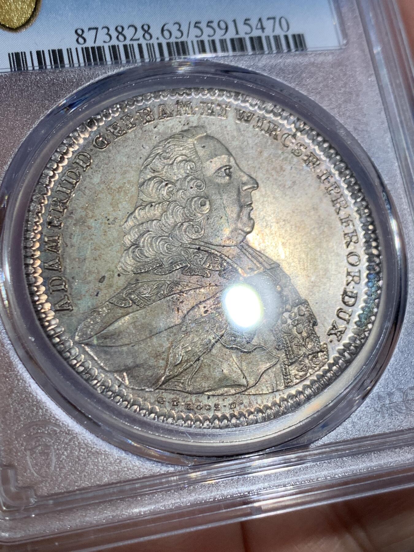 《竞宝斋》第456场 周日，周一，周二   3场连拍 （全场包邮）欢迎送拍 唯一冠军 PCGS MS63 德国 1764 维尔茨堡主教区 泰勒大银币 PL质感 极美藏品