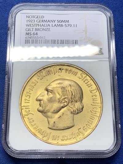 《竞宝斋》第456场 周日，周一，周二   3场连拍 （全场包邮）欢迎送拍 - NGC MS64 1923年德国紧急状态时期大马币，5000万马克(窄边版)，比同面值宽边版的少，属于马币五珍之一，分数和状态不错