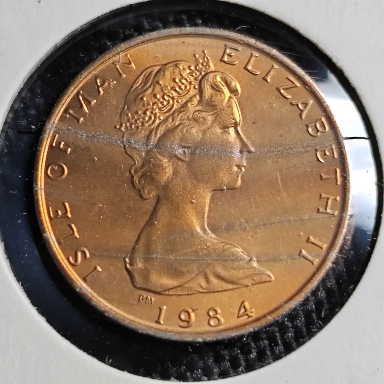 KK钱币收藏小铺  第400期  百期特拍（四拍之四）2月预留时间 周末发货  1984马恩岛1/2便士铜币