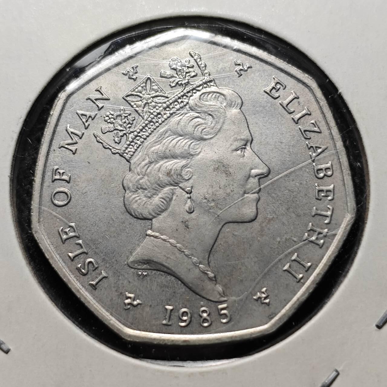 KK钱币收藏小铺  第400期  百期特拍（四拍之四）2月预留时间 周末发货 1985马恩岛50便士 