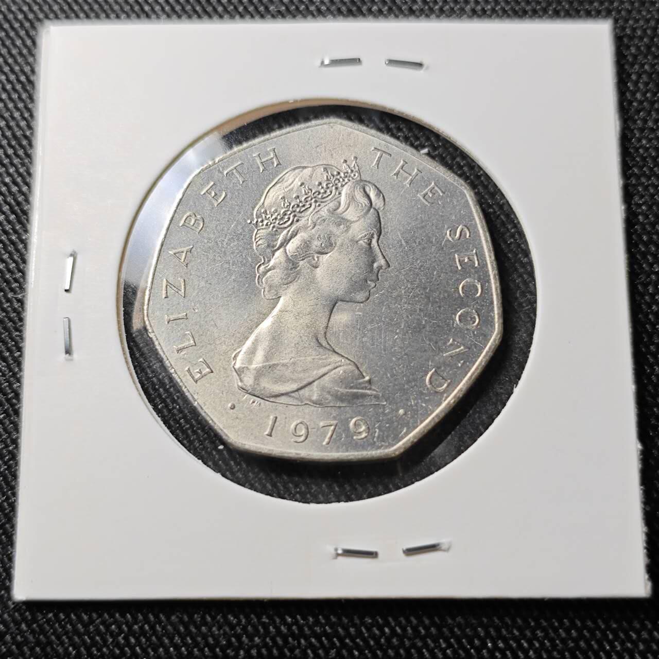 KK钱币收藏小铺  第400期  百期特拍（四拍之四）2月预留时间 周末发货  1979马恩岛50便士 海盗船 纪念币