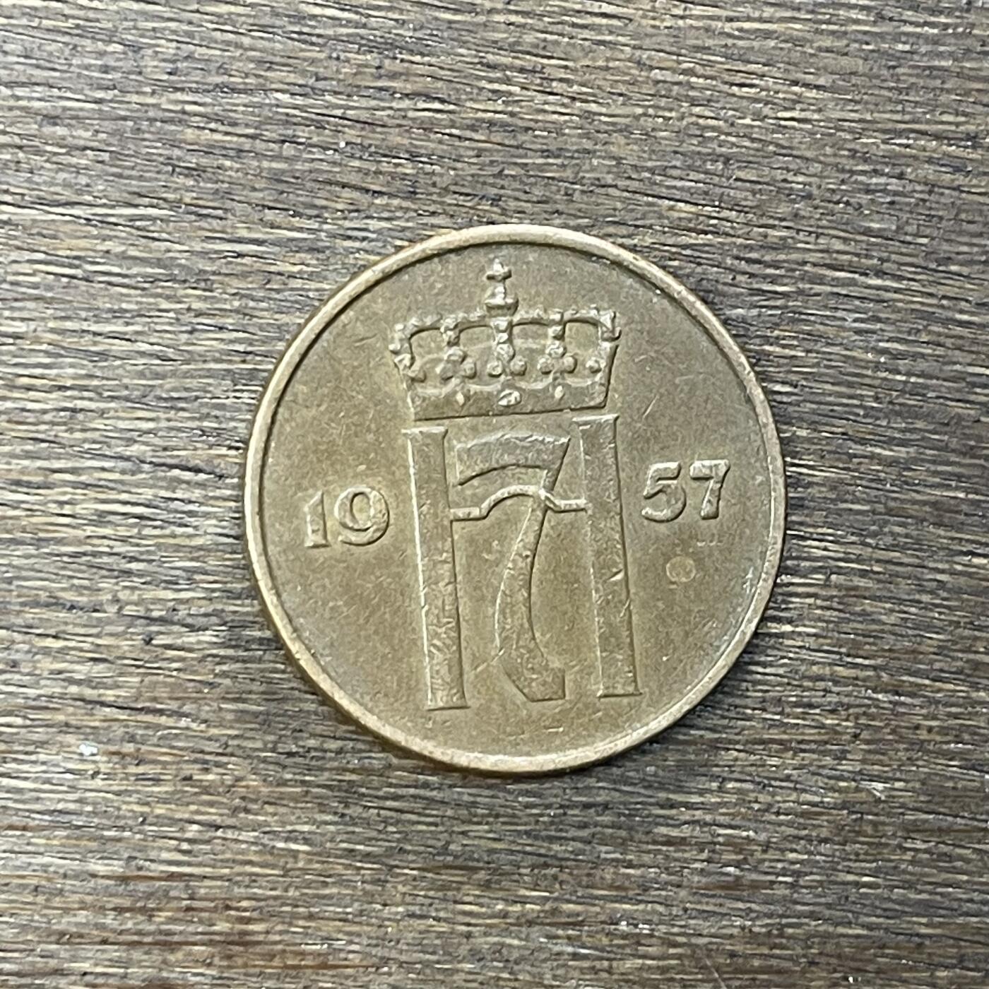 【铜匠收藏】★第138场★散币场。不寄存，30包邮。不满30元，支付5元运费。《接受代拍 代送NGC评级》 15【无寄存】挪威1957年5欧尔硬币 