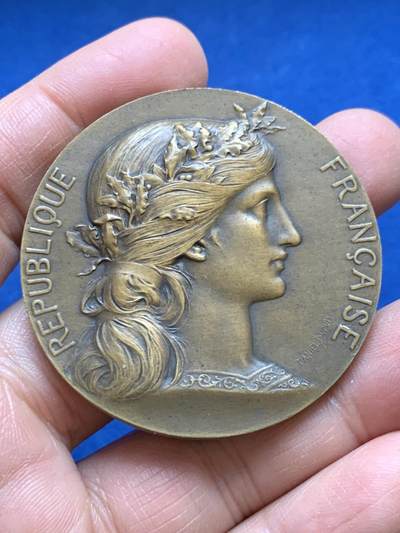 《竞宝斋》第456场 周日，周一，周二   3场连拍 （全场包邮）欢迎送拍 - 法国玛丽安娜女神铜章 DANIEL DUPUIS作品 60.8克 50mm 丰饶角铜标