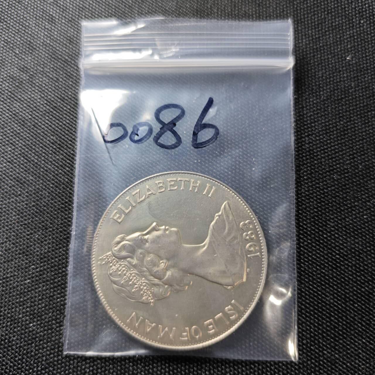 KK钱币收藏小铺  第400期  百期特拍（四拍之四）2月预留时间 周末发货  1983马恩岛1克朗纪念币 载人飞行气球二百周年纪念