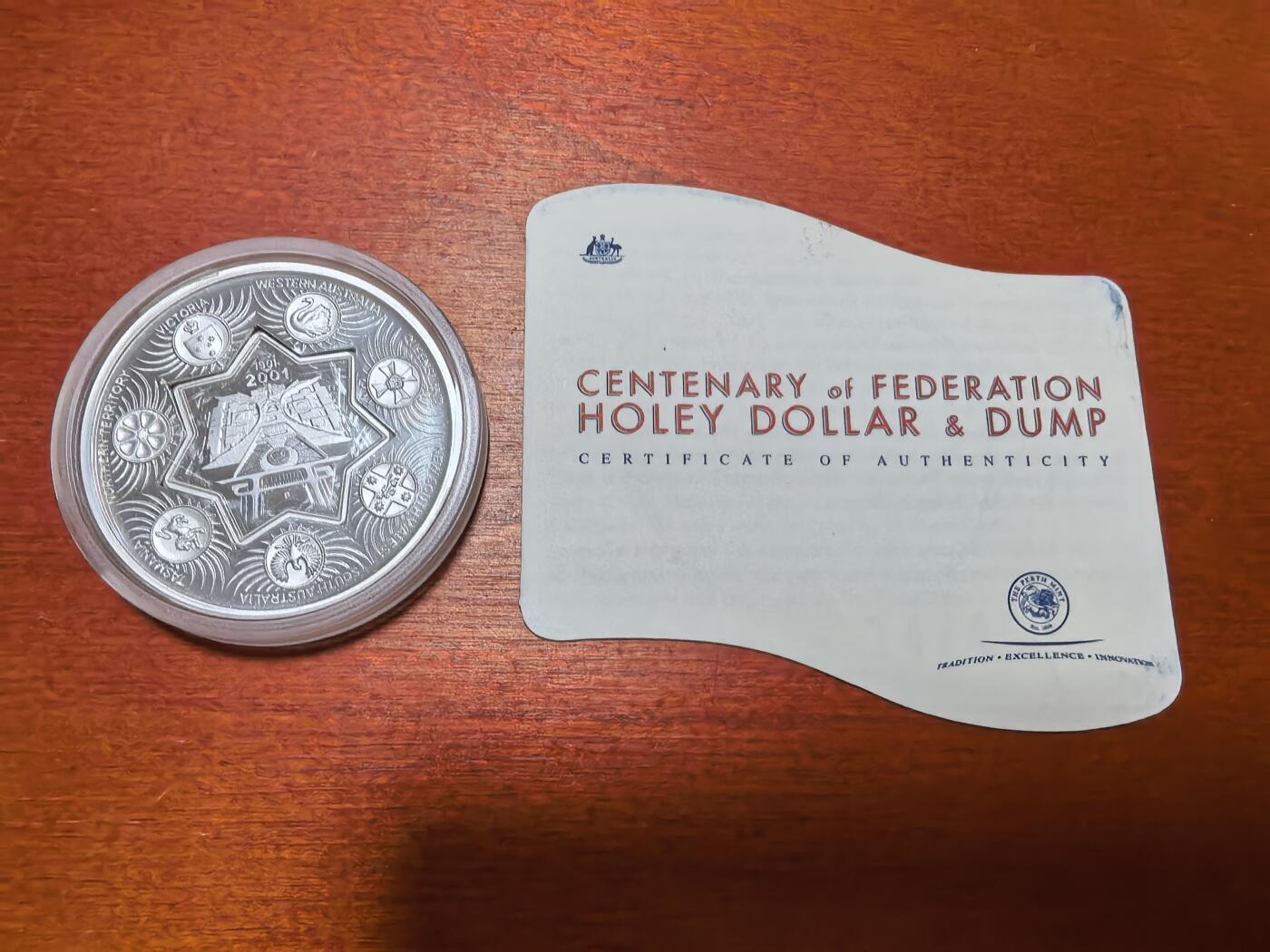 长老汇蛇年精选第九十三场拍卖 2001澳大利亚星状子母币1.25元类精制银币，1盎司999银，盒证全，克书标39克，实称32.19克，21668枚