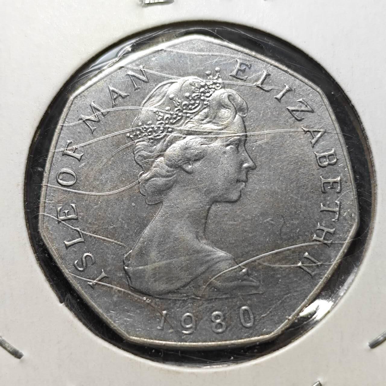 KK钱币收藏小铺  第400期  百期特拍（四拍之四）2月预留时间 周末发货  1980马恩岛50便士