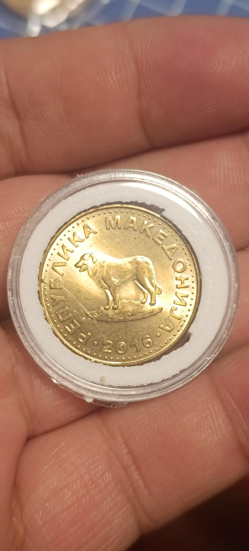 万国钱币第三场 近全新原光马其顿1第纳尔