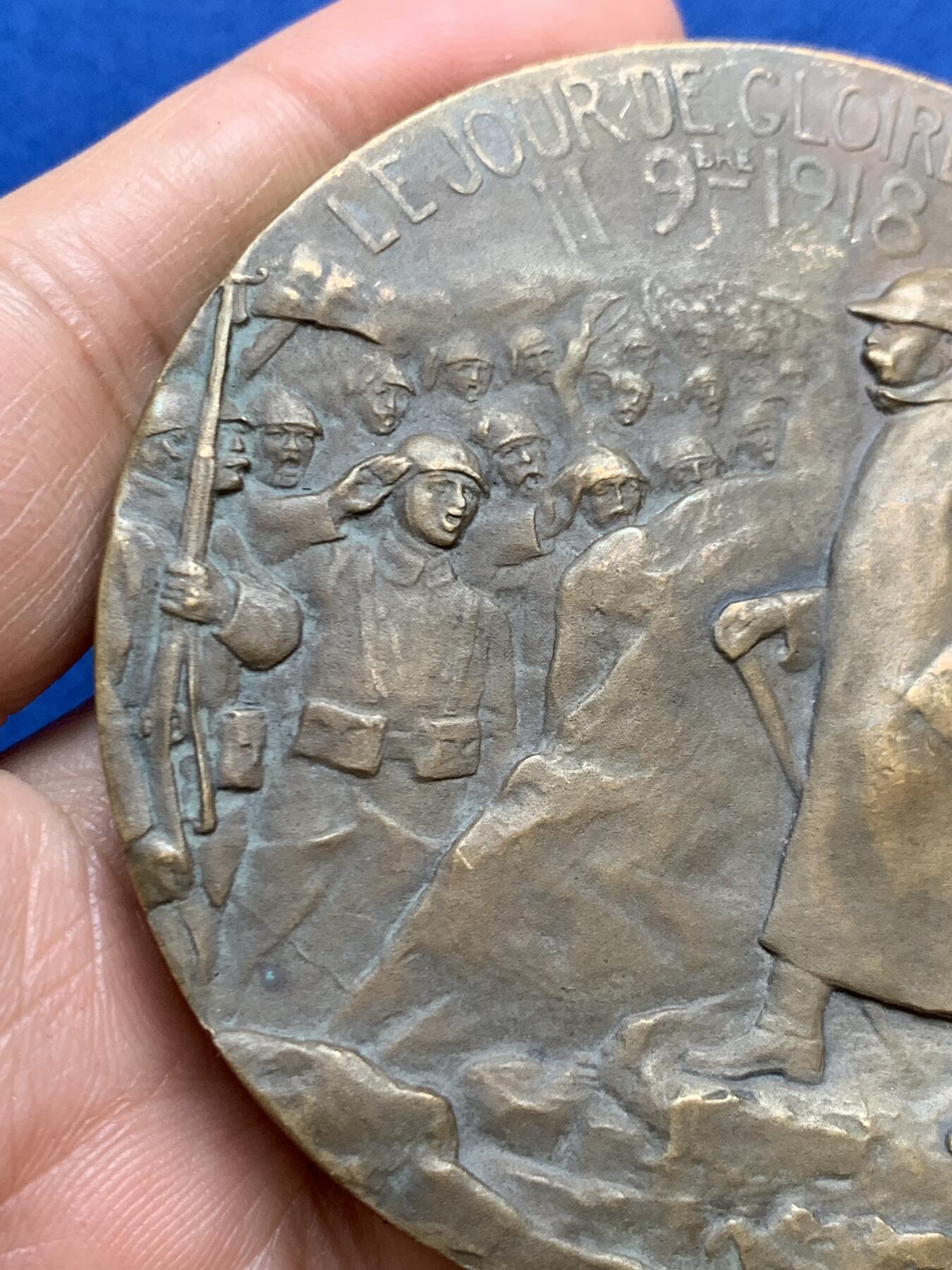 《竞宝斋》第457场 周日，周一，周二   3场连拍 （全场包邮）欢迎送拍 法国政治家乔治·克列孟梭纪念大铜章 170.5克 67.2mm 丰饶角铜标