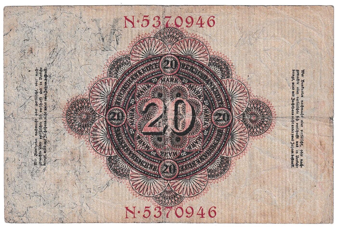 【良泉】【春节前最后一场】2月5日晚19.30点开拍！208组，本场结束后预存钱币的朋友请告知，将连同本场拍品一起邮寄，预祝诸位春节愉快！ 1910年【德国】20马克