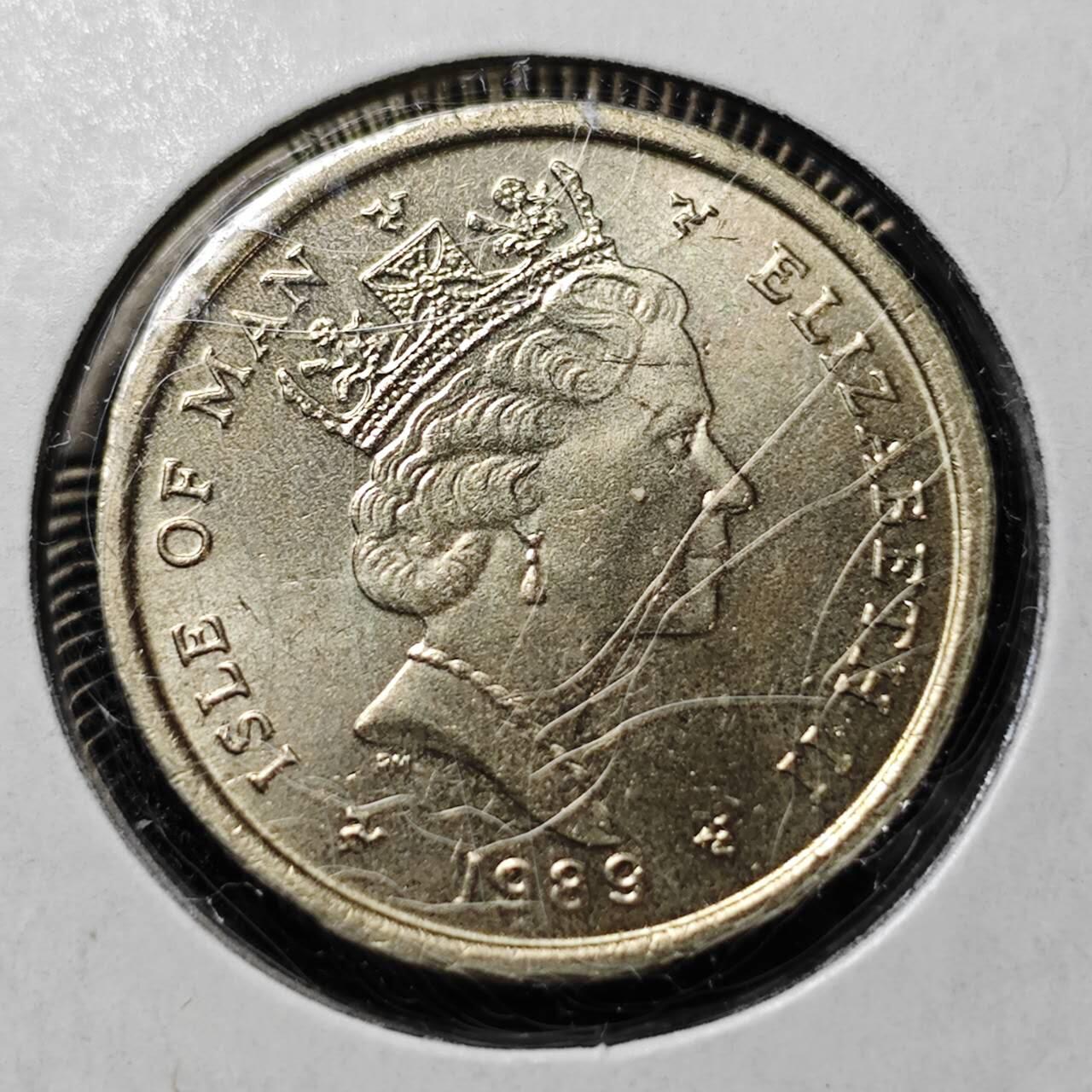 KK钱币收藏小铺  第400期  百期特拍（四拍之四）2月预留时间 周末发货  1989马恩岛1镑