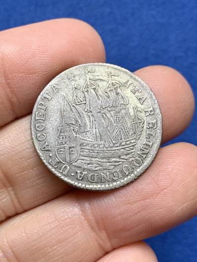 《竞宝斋》第457场 周日，周一，周二   3场连拍 （全场包邮）欢迎送拍 - 荷兰 泽兰省 1759年 6便士 银币 经典的帆船银币 这枚包浆自然 细节不错 船首及桅杆依旧清晰可见 热门品种