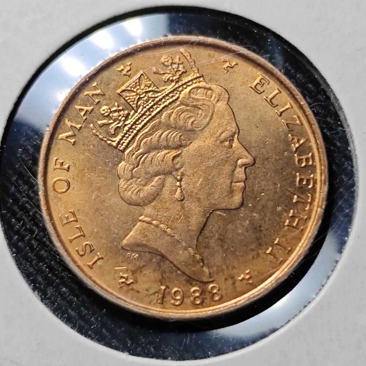 KK钱币收藏小铺  第400期  百期特拍（四拍之四）2月预留时间 周末发货  1988马恩岛1便士