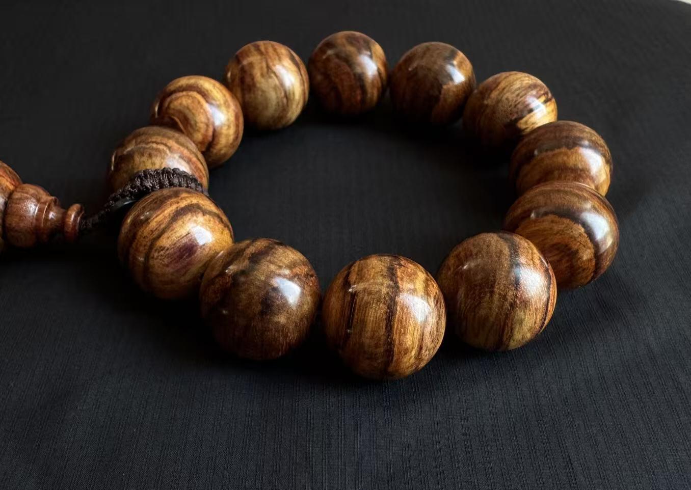 零元拍：海南黄花梨 2.0虎皮纹 手串