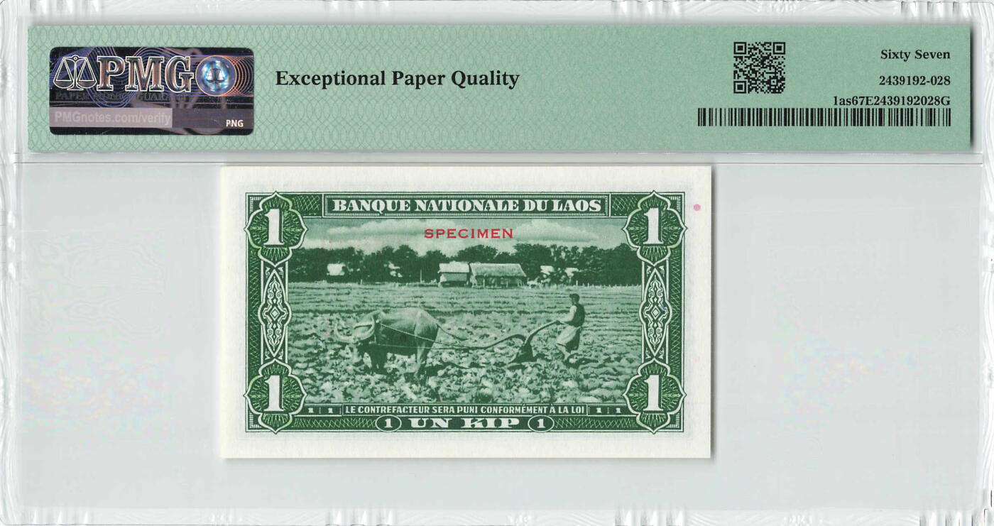 小福收藏拍卖第200期 【庆典场 中拍就有好礼相赠】评级币精选场 本期有捷克斯洛伐克20年100克朗慕夏作品大珍 69分倒置百位号布隆迪世界最大纸币  35年版加拿大经典 苏格兰格拉斯哥大学500年纪念钞倒置小号 卡塔尔80年100里亚尔冠军分 美国教育券 意大利拉斐尔 乌克兰 库克群岛 墨西哥 南斯拉夫 亚美尼亚等多国精美高分珍稀老钞精品纸币 老挝 1957年 1基普 中国代印 少见样钞 PMG67 EPQ 亚军分