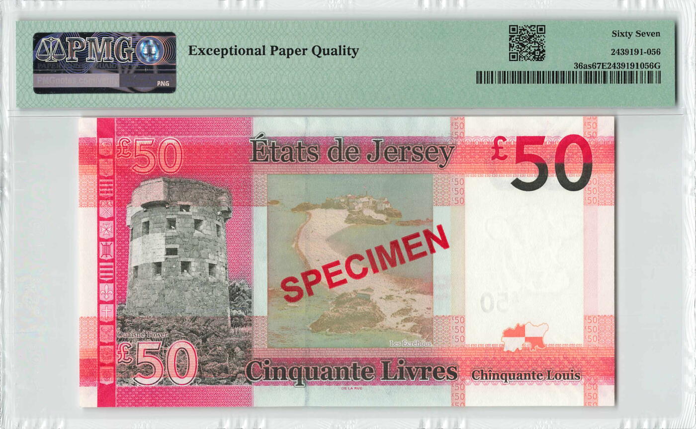 小福收藏拍卖第200期 【庆典场 中拍就有好礼相赠】评级币精选场 本期有捷克斯洛伐克20年100克朗慕夏作品大珍 69分倒置百位号布隆迪世界最大纸币  35年版加拿大经典 苏格兰格拉斯哥大学500年纪念钞倒置小号 卡塔尔80年100里亚尔冠军分 美国教育券 意大利拉斐尔 乌克兰 库克群岛 墨西哥 南斯拉夫 亚美尼亚等多国精美高分珍稀老钞精品纸币 泽西岛 2010年 50镑 样钞 PMG67 EPQ 亚军分（冠军分仅2枚）