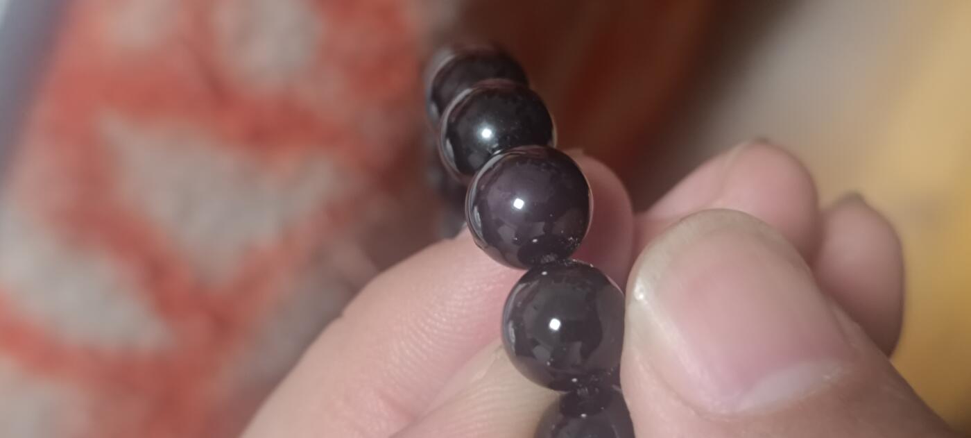 万国钱币第三场 全新黑曜石水晶手串，珠子直径一厘米带证书