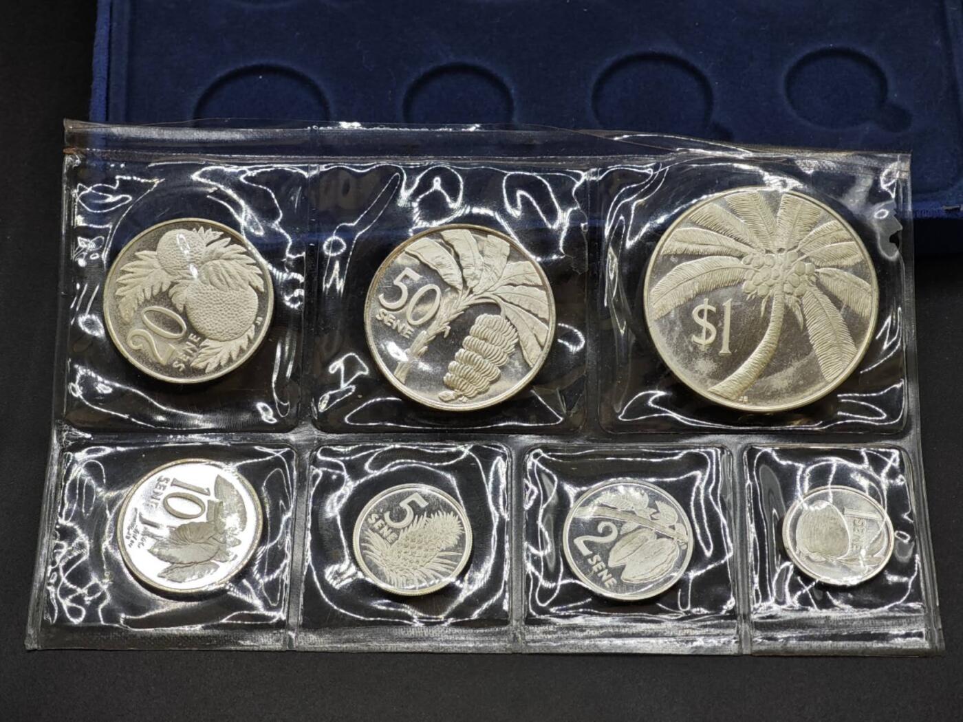 【淘币小摊】实时拍第八百四十七拍   银币套币场   满百包邮可预留二周 每周一统一发货   萨摩亚1974年全银套币原盒71.2克925银参考银价1260