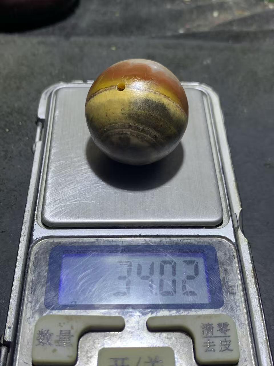 罕见冰飘原皮天眼纹战国红玛瑙通货大圆珠一个，