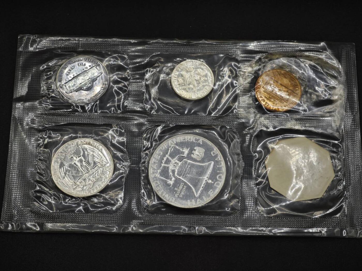 【淘币小摊】实时拍第八百四十七拍   银币套币场   满百包邮可预留二周 每周一统一发货   美国1962年富兰克林精制套币含3枚银币重21.25克900银参考银价366