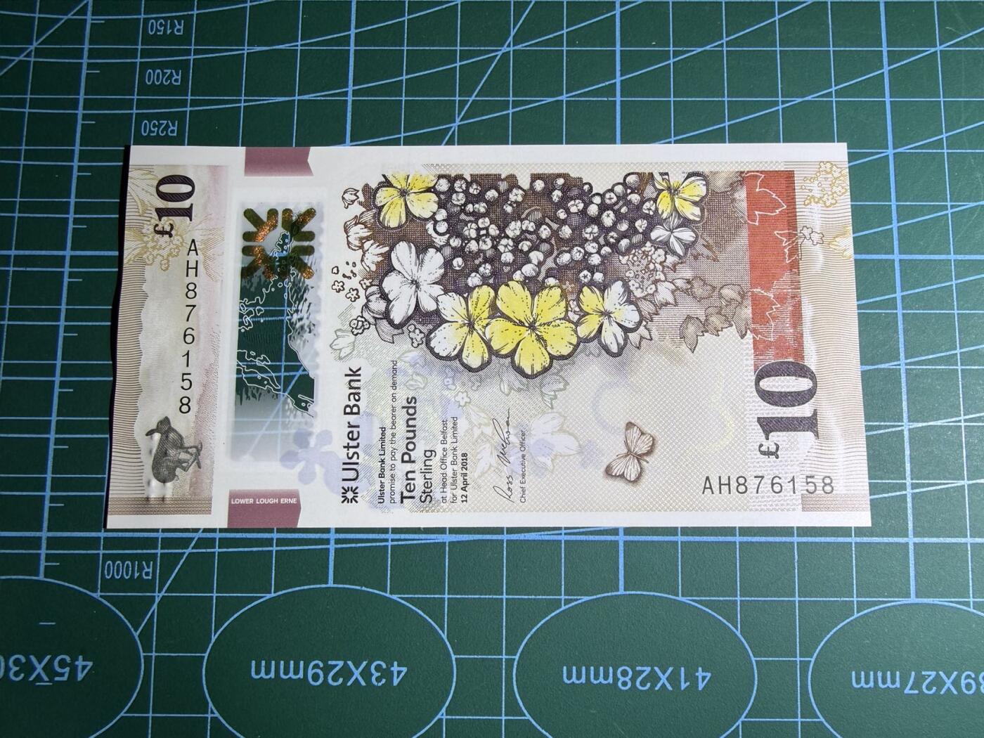 【炜奕收藏】，第五十六期，大不列颠专场 2018年北爱尔兰阿尔斯特银行10镑，UNC品相，号码无4顺子头尾158