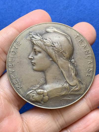 《竞宝斋》第457场 周日，周一，周二   3场连拍 （全场包邮）欢迎送拍 - 法国玛丽安娜女神铜章 奥古斯特·罗蒂(0.Roty)作品 55.5克 51mm 三角铜标